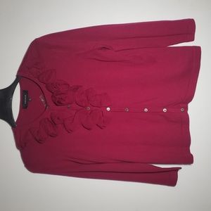 NWT Jones Wear magenta ruffle sweater